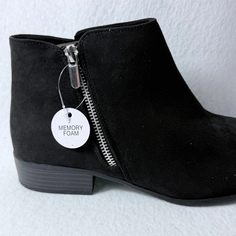 Sonoma Goods For Life Osmona Black Faux Suede Memory Foam Ankle Booties Girls 6